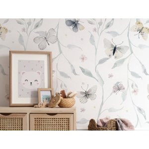 Yokodesign Tapeta Motýlci s květinami - BAZAR