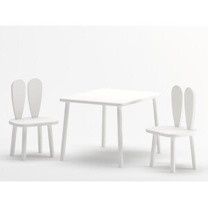 ELIS DESIGN Dětský stolek a židle Zaječí ouška - bílá - BAZAR