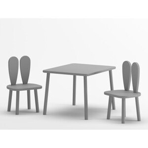 ELIS DESIGN Dětský stolek a židle Zaječí ouška - šedá - BAZAR