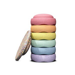 Balanční hra Stapelstein Rainbow set Pastel + Confetti board 6+1