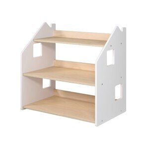 BusyKids Dětská knihovna a regál - Domeček natur/bílá - BAZAR
