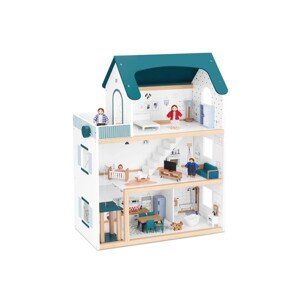 BusyKids Dřevěný domeček pro panenky s vybavením