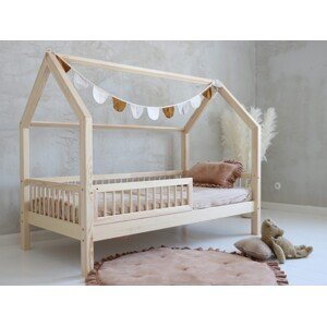 ELIS DESIGN Domečková postel s plůtkem natur 90x200 cm - na nožkách 19 cm