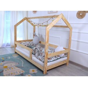 ELIS DESIGN Postel domeček Basic se zábradlím - na nožkách rozměr lůžka: 100 x 180 cm, šuplík, nožičky: s nožičkami 10 cm