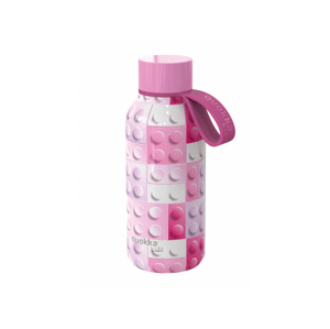 Quokka Nerezová termoláhev Solid Kids s poutkem Pink Bricks 330 ml