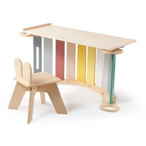 eliNeli Dřevěná montessori houpačka 100 cm 6v1 max s prknem a židlí - set pastel