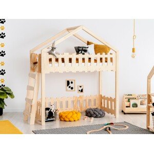 ADEKO Vyvýšená postel domeček clasic s plůtkem Side rozměr lůžka: 70 x 140 cm
