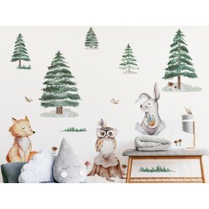 Yokodesign Set - nálepky Lesní království - Zvířátka s liškou, zimní les