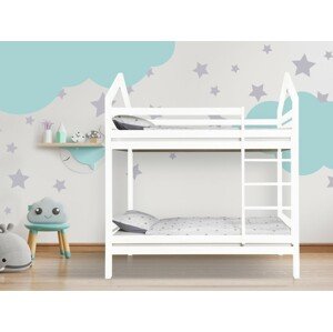 ELIS DESIGN Domečková postel patrová s volitelnou zábranou bílá rozměr lůžka: 90 x 180 cm, šuplík, nožičky: s nožičkami, bez šuplíku, Zábrany: Žádná