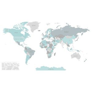 Yokodesign Tapeta Mapa světa modrá Délka: 300 cm