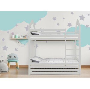 ELIS DESIGN Domečková postel patrová s volitelnou zábranou šedá rozměr lůžka: 80 x 180 cm, šuplík, nožičky: s nožičkami a s šuplíkem, Zábrany: Žádná
