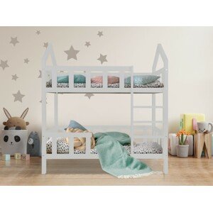 ELIS DESIGN Domečková postel patrová se zábranou svisle premium šedá rozměr lůžka: 80 x 180 cm, šuplík, nožičky: s nožičkami, bez šuplíku
