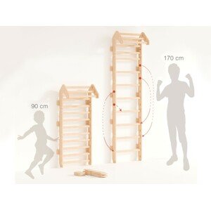 BusyKids Žebřiny (ribstole) - rostoucí barva: natur, varianta: 2 moduly + hrazda + doplňkové bočnice