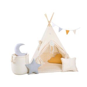 ELIS DESIGN Set teepee stan Krémový s bambulkami varianta: luxury