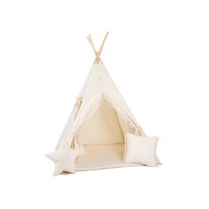 ELIS DESIGN Set teepee stan Krémový s bambulkami varianta: standard