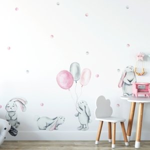 Yokodesign Nálepka na zeď - Pasteloví králíčci