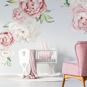 YOKODESIGN Samolepka na zeď Pivoňky barva: růžová