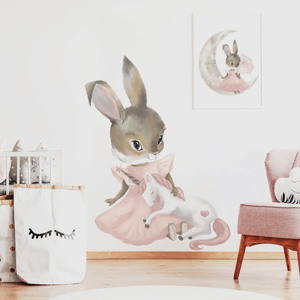 ELIS DESIGN moderní nálepka králíčka s jednorožcem Velikost: M