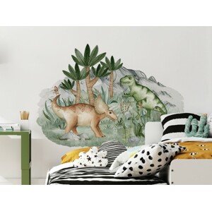 Yokodesign Velká samolepka se scénou - Triceratops a tyranosaurus Velikost: XL