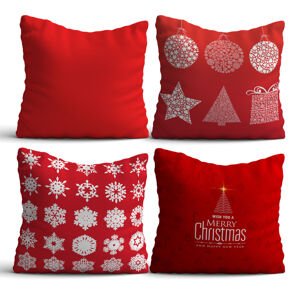 ASIR Set povlaků na polštář NYXMAS07 červený Vánoční