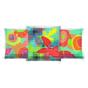 ASIR Set povlaků na polštář AC-4528-4509-4512 tyrkysový s rostlinami