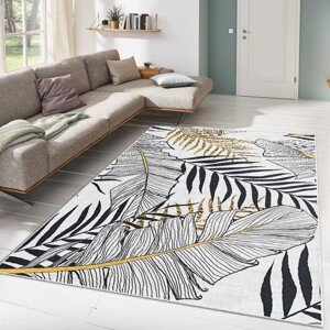 ASIR Koberec (80 x 140) ALHO CARPET-2A  bílý – listy a peří