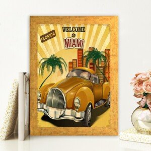 ASIR Obraz na MDF s rámem VÍTEJTE V MIAMI 24 x 29 cm