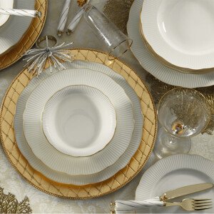 ASIR Porcelánová jídelní souprava 24 ks RICE GOLD bílá zlatá