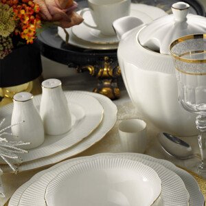 ASIR Porcelánová jídelní souprava 83 ks RICE GOLD bílá zlatá