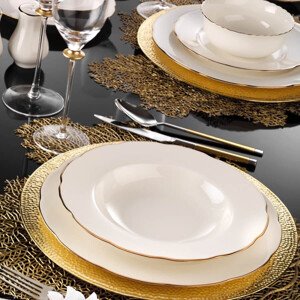 ASIR Porcelánová jídelní souprava 83 ks PLATE bílá měděná