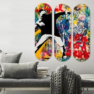 ASIR Obraz MDF Banksy – Protest, barevný 3 ks