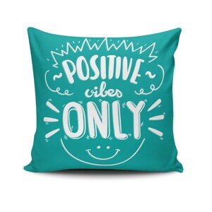 ASIR Povlak na polštář NKLF-322 tyrkysový Positive Vibes Only