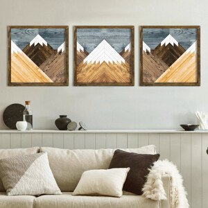 ASIR Obraz na MDF s rámem 3ks Z LAMEL SLOŽENÉ HORY 50 x 50 cm