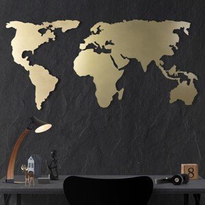 ASIR Nástěnná dekorace kovová WORLD MAP SILHOUETTE zlatá