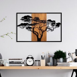 ASIR Nástěnná dekorace dřevo KOŠATÝ STROM v rámu 90 x 58 cm
