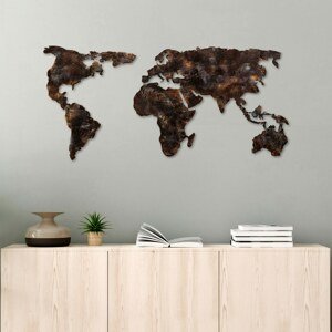 ASIR Nástěnná dekorace kovová WORLD MAP hnědá