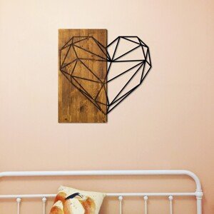 ASIR Nástěnná dekorace GEOMETRICKÉ SRDCE 58 cm kov, dřevo