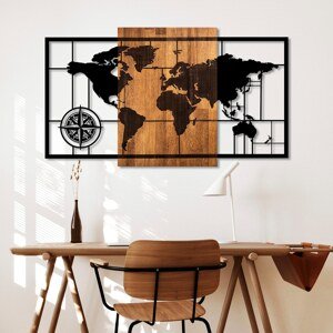 ASIR Nástěnná dřevěná dekorace WORLD MAP černá