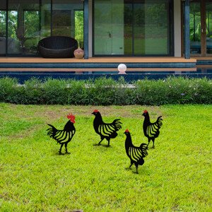ASIR Dekorativní zahradní doplňky CHICKEN FAMILY4 černé