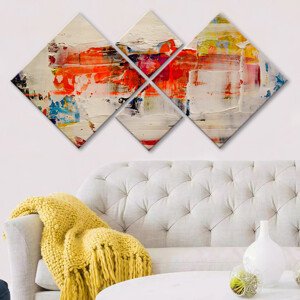 ASIR Obraz MDF Impasto červené 4 ks