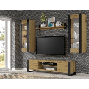 BIM Závěsná vitrína MONDI prosklená dub artisan