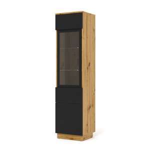 BIM Vitrína Aura dub artisan/černý mat