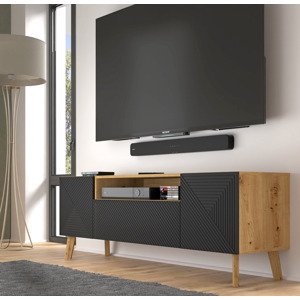 BIM Televizní stolek LUXI 160, dub artisan/černý mat