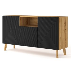 BIM Komoda LUXI 3D dub artisan, černý mat