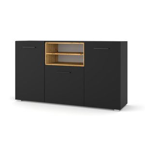 BIM Komoda ANETTE 3D černý mat, dub artisan