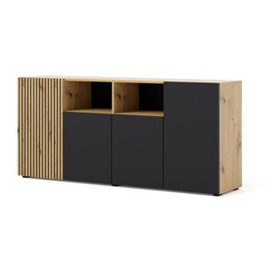 BIM Komoda AURIS 4D dub artisan, černý mat