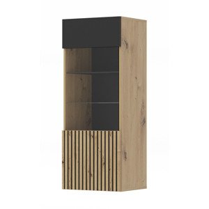 BIM Vitrína AURIS dub artisan, černý mat