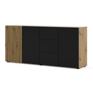 BIM Komoda AURIS 3D3S dub artisan, černý mat