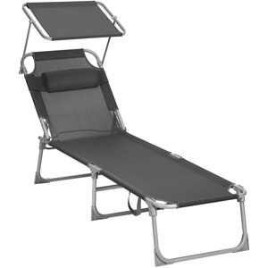 SONGMICS Zahradní lehátko šedé 53 x 193 cm nosnost 150kg