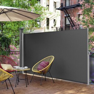 SONGMICS Boční markýza zatahovací tmavě šedá 160x450 cm